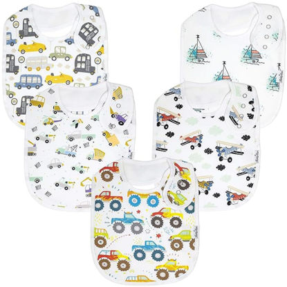Picture of KiddyStar 5 Pack Bibs for Boys & Girls - Organic Cotton Baby Bibs, Bandana Bibs, Drool Bibs, Teething Bibs, Toddler Bibs