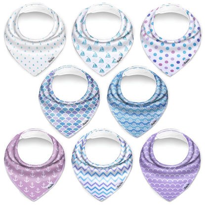 Picture of KiddyStar 8 Pack Bibs for Boys & Girls - Organic Cotton Baby Bibs, Bandana Bibs, Drool Bibs, Teething Bibs, Toddler Bibs