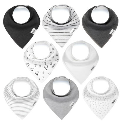 Picture of KiddyStar 8 Pack Bibs for Boys & Girls - Organic Cotton Baby Bibs, Bandana Bibs, Drool Bibs, Teething Bibs, Toddler Bibs