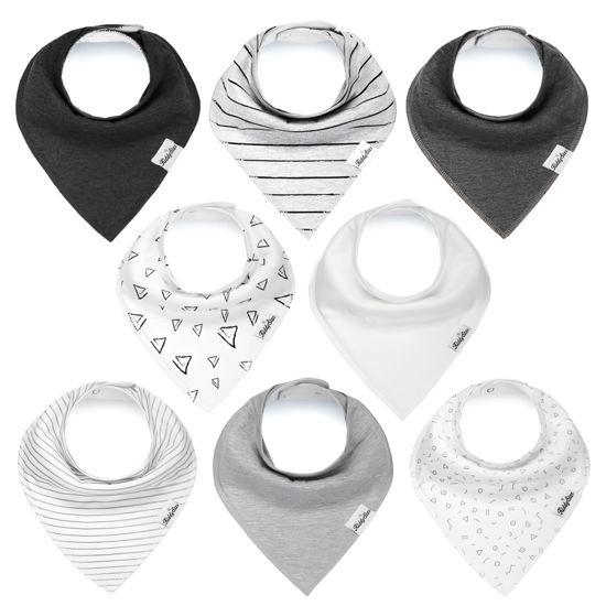 Picture of KiddyStar 8 Pack Bibs for Boys & Girls - Organic Cotton Baby Bibs, Bandana Bibs, Drool Bibs, Teething Bibs, Toddler Bibs