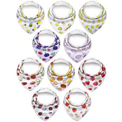 Picture of KiddyStar 10 Pack Bibs for Boys & Girls - Organic Cotton Baby Bibs, Bandana Bibs, Drool Bibs, Teething Bibs, Toddler Bibs