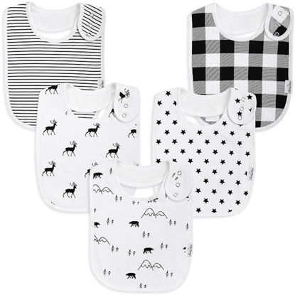 Picture of KiddyStar 5 Pack Bibs for Boys & Girls - Organic Cotton Baby Bibs, Bandana Bibs, Drool Bibs, Teething Bibs, Toddler Bibs