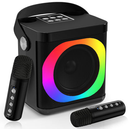 Picture of Karaoke Machine for Adults & Kids,XIZJ Portable Karaoke Machine with 2 Wireless Microphones,Bluetooth Speaker with PA Karaoke System,LED Lights for Home KTV,Outdoor,Travel