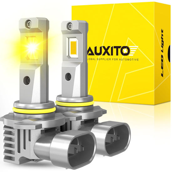 Picture of AUXITO H10 9140 9145 LED Fog Light Bulbs, 3000K Amber Yellow Light, 600% Super Brightness, Fanless Mini Size Fog Lights Replacement for Cars, Play and Plug (Pack of 2)