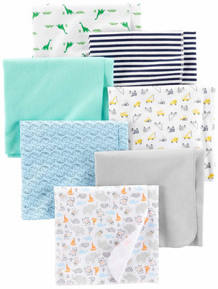 Picture of Simple Joys by Carter's Unisex Babies' Muslin burp cloths, Pack of 7, Mint Green/Blue/White, One Size