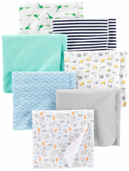 Picture of Simple Joys by Carter's Unisex Babies' Muslin burp cloths, Pack of 7, Mint Green/Blue/White, One Size