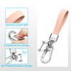 Picture of QBUC Genuine Leather Car Keychain,Universal Heavy Duty Metal Key Chain Accessories,Car Fob Key Keychain Holder with 360 Degree Rotatable Snap Swivel and Anti-Lost D-Ring for Men Women（Pink）