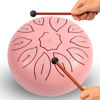 Picture of Steel Tongue Drum 6 Inch 11 Notes, C Major Tongue Drum Rain Chime Outside, Chakra Drum for Rain, Rain Drum with mallets for Musical Education Entertainment Zen Meditation Yoga Gifts (pink)