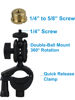 Picture of Hocoder Mic Clamp Microphone Mount with Double Ball Head Adjustment, with 1/4" to 5/8" Copper Screw, Fits Mic Stand