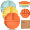 Picture of KeaBabies Suction Plates for Baby, Toddler - 3-Pack 100% Silicone Toddler Plates, Divided Baby Plates with Suction, Silicone Plates for Baby, Kids, BPA-Free, Microwave, Dishwasher Safe (Amaze)
