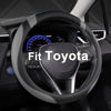 Picture of West Llama Customized Auto Car Steering Wheel Cover for Toyota Rav4 Corolla Camry Highlander (Black+Gray-Standard Size)