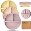 Picture of KeaBabies Suction Plates for Baby, Toddler - 3-Pack 100% Silicone Toddler Plates, Divided Baby Plates with Suction, Silicone Plates for Baby, Kids, BPA-Free, Microwave, Dishwasher Safe (Dusk)
