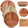 Picture of KeaBabies Suction Plates for Baby, Toddler - 3-Pack 100% Silicone Toddler Plates, Divided Baby Plates with Suction, Silicone Plates for Baby, Kids, BPA-Free, Microwave, Dishwasher Safe (Terracotta)