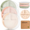 Picture of KeaBabies Suction Plates with Lids for Baby - 3-Pack 100% Silicone Suction Plates for Baby, Kids,Toddler Plates,Divided Baby Plates with Suction,Lids, BPA-Free, Microwave, Dishwasher Safe (Macaron)