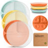 Picture of KeaBabies Suction Plates with Lids for Baby - 3-Pack 100% Silicone Suction Plates for Baby, Kids,Toddler Plates,Divided Baby Plates with Suction,Lids, BPA-Free, Microwave, Dishwasher Safe (Amaze)