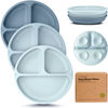 Picture of KeaBabies Suction Plates for Baby, Toddler - 3-Pack 100% Silicone Toddler Plates, Divided Baby Plates with Suction, Silicone Plates for Baby, Kids, BPA-Free, Microwave, Dishwasher Safe (Alps)