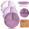 Picture of KeaBabies Suction Plates for Baby, Toddler - 3-Pack 100% Silicone Toddler Plates, Divided Baby Plates with Suction, Silicone Plates for Baby, Kids, BPA-Free, Microwave, Dishwasher Safe (Amethyst)