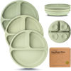 Picture of KeaBabies Suction Plates for Baby, Toddler - 3-Pack 100% Silicone Toddler Plates, Divided Baby Plates with Suction, Silicone Plates for Baby, Kids, BPA-Free, Microwave, Dishwasher Safe (Sage)