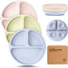 Picture of KeaBabies Suction Plates for Baby, Toddler - 3-Pack 100% Silicone Toddler Plates, Divided Baby Plates with Suction, Silicone Plates for Baby, Kids, BPA-Free, Microwave, Dishwasher Safe (Rain)