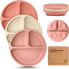 Picture of KeaBabies Suction Plates for Baby, Toddler - 3-Pack 100% Silicone Toddler Plates, Divided Baby Plates with Suction, Silicone Plates for Baby, Kids, BPA-Free, Microwave, Dishwasher Safe (Roseate)