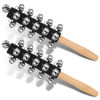 Picture of 2 Pcs Christmas Hand Jingle Bells Wooden Handle Sleigh Bells Christmas Stick Jingle Bells Shaker Rattle Musical Percussion Handheld Bells Holiday Xmas Gifts (Black)