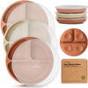 Picture of KeaBabies Suction Plates with Lids for Baby - 3-Pack 100% Silicone Suction Plates for Baby, Kids,Toddler Plates,Divided Baby Plates with Suction,Lids, BPA-Free, Microwave, Dishwasher Safe (Terracotta)