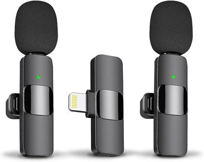 Picture of JOUNIVO 2 Pack Wireless Lavalier Microphone for iPhone, Mini Mic with Noise Cancellation for Interview Video Podcast Vlog YouTube