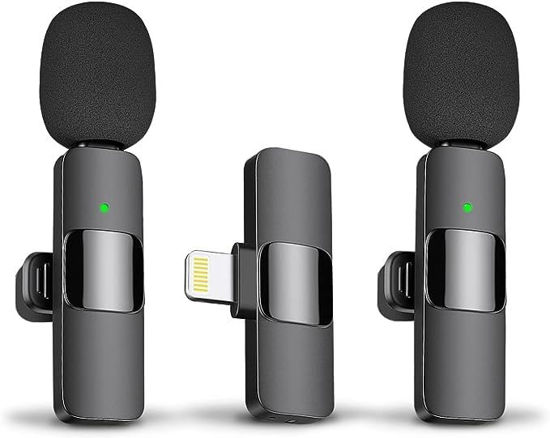 Picture of JOUNIVO 2 Pack Wireless Lavalier Microphone for iPhone, Mini Mic with Noise Cancellation for Interview Video Podcast Vlog YouTube