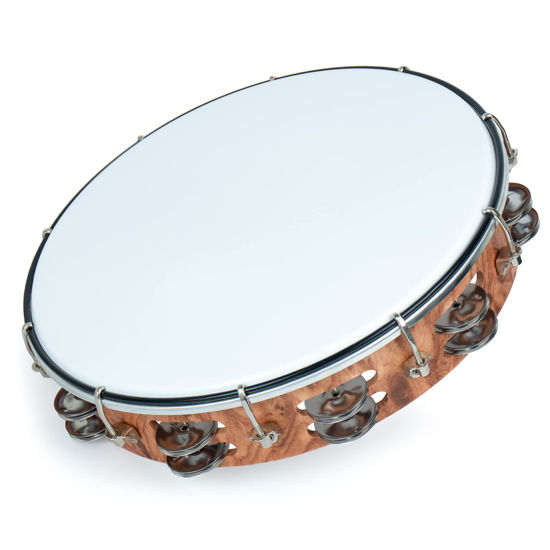 Picture of MUSCELL Tambourine for Adults,Hand Held Plastic Tambourines Drum Double Row Metal Jingles Musical Instrument-12"