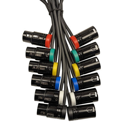 Picture of Milestock 6-Pcs Low-Profile 3-Pin XLR Female to XLR Male Adjustable-Angle Cable for Sound Devices 302, 552, 633, 688, 788T Mixer, Zaxcom Zoom F8 Recorder and More, 20-Inches, 6 Colors Mix