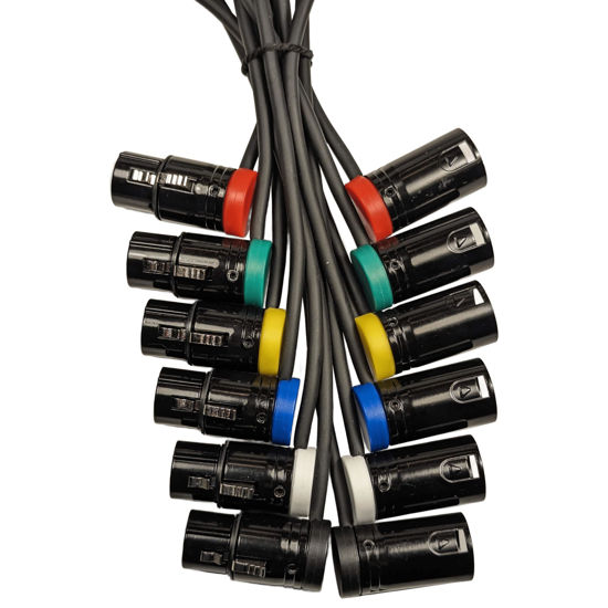 Picture of Milestock 6-Pcs Low-Profile 3-Pin XLR Female to XLR Male Adjustable-Angle Cable for Sound Devices 302, 552, 633, 688, 788T Mixer, Zaxcom Zoom F8 Recorder and More, 20-Inches, 6 Colors Mix
