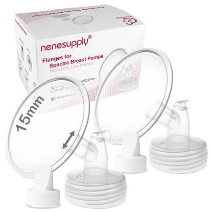 Picture of Nenesupply 15mm Flanges and Valves Compatible with Spectra S1 S2 Synergy Gold Breastpumps Replacement to Spectra Pump Parts Duckbill Valves and Spectra Flange 15mm Replace Spectra S1 S2 Parts