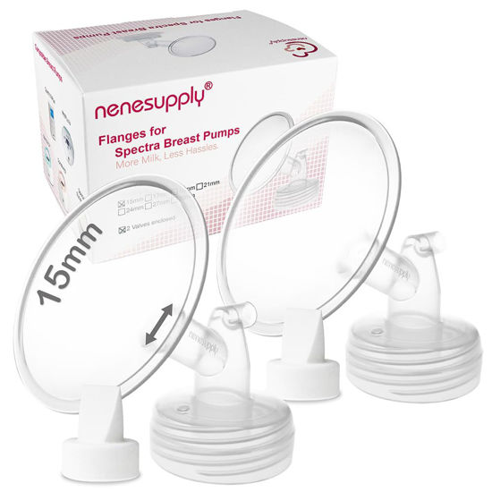 Picture of Nenesupply 15mm Flanges and Valves Compatible with Spectra S1 S2 Synergy Gold Breastpumps Replacement to Spectra Pump Parts Duckbill Valves and Spectra Flange 15mm Replace Spectra S1 S2 Parts