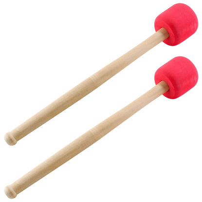 Picture of Jiozermi 2 Pcs Drum Mallet 12.8 Inches Length, Hard Foam Rubber Drum Stick, Anti-slip Bass Percussion Sticks, Instrument Band Accessory Part for Drums Snare Drums, Red