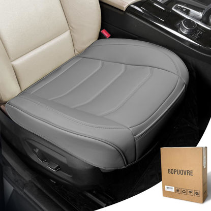 Picture of BOPUOVRE Car Seat Cover for Luxury & Comfort - PU Leather, Anti-Slip, Full Wrap Protection with Storage Pocket for Bottom Cushion - Universal Fit for 95% of Vehicles (Gray,1 Piece)