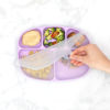 Picture of Bumkins Toddler and Baby Suction Plate, Microwave Plate, Silicone Divided Plate, Grip Dish with Lid, Tray for Big Kids, Platinum Silicone or Babies 6 Months