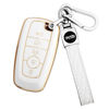 Picture of XIYANG TRADE for for Ford Key Fob Cover with Keychain,Key Case Shell Protector Holder for Ford Explorer Fusion Escape Edge Expedition Maverick Mustang Bronco F150 F250 F350 F450 F550 Lincoln (White)