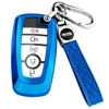 Picture of XIYANG TRADE for Ford Key Fob Cover with Keychain,Key Fob Cover Case Shell for Ford Explorer Fusion Escape Edge Expedition F150 F250 F350 F450 F550 Maverick Mustang 3/4/5 Buttons Smart Key (Blue)
