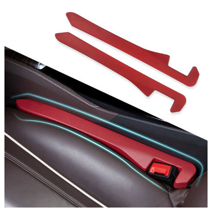 Picture of IHOTDER 2PCS Car Seat Gap Filler - Car Seat Gap Filler Organizer for Holding Phone,Key,Purse - Universal Car Gap Filler Fits Car Truck SUV Car Interior Accessories (Red/2PCS)…