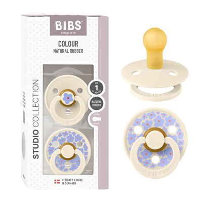 Picture of BIBS Pacifiers - Colour Studio 2 Pack | Round Nipple Baby Pacifier | BPA Free Natural Rubber Latex Soother | Made in Denmark | Size 0+ Months | Jasmine Fossil Grey