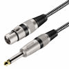 Picture of KINXIYU XLR Female to 1/4 Inch TS Cable 3 FT, Nylong Braided XLR 3 Pin Female to 6.35mm TS Male Unbalanced Interconnect Wire Mic Cord for Dynamic Microphone (Pure Copper Conductors)