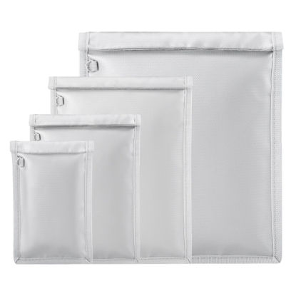 Picture of EXLIFBAG 4 Pack Faraday Bags, Faraday Cage for Anti-Theft Anti-Tracking, Waterproof & Fireproof Faraday Bag for Laptops, Tablets, Phones, Car Keys (Grey)