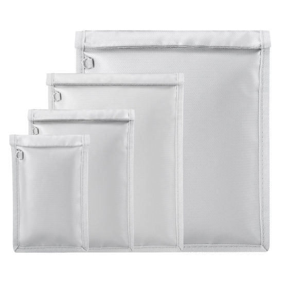Picture of EXLIFBAG 4 Pack Faraday Bags, Faraday Cage for Anti-Theft Anti-Tracking, Waterproof & Fireproof Faraday Bag for Laptops, Tablets, Phones, Car Keys (Grey)