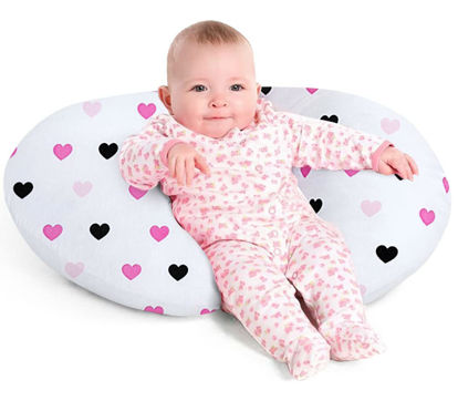 Picture of Nursing Pillow, Breast Feeding Pillows for Mom, Rose Red Hearts Soft Cover with Breathable Filling, Feeding Support Pillow for 0-12 Months, Multifunctional Support Cushion for Travel (Sweet Hearts)
