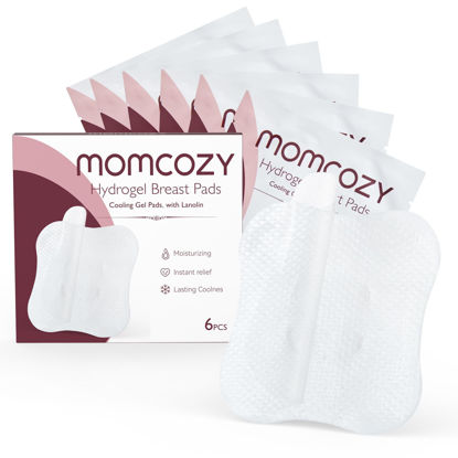Picture of Momcozy Hydrogel Nipple Pads with Soothing Lanolin, Soothies Gel Nursing Pads Provide Instant Cooling Relief for Sore Nipples, Breastfeeding Essentials, 6 PCS