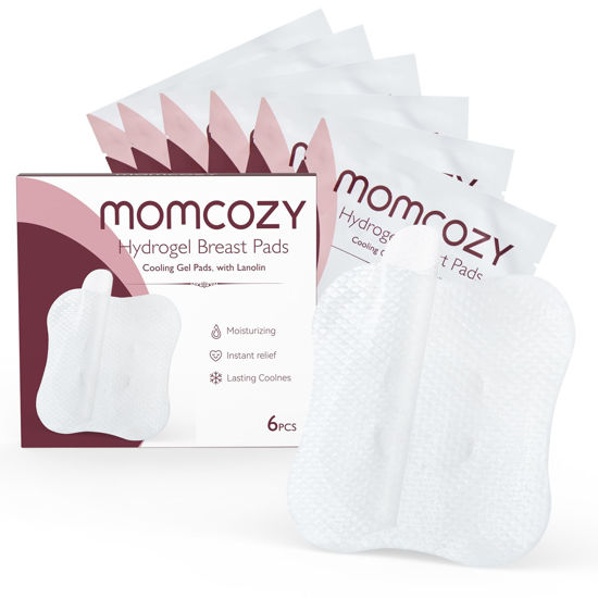 Picture of Momcozy Hydrogel Nipple Pads with Soothing Lanolin, Soothies Gel Nursing Pads Provide Instant Cooling Relief for Sore Nipples, Breastfeeding Essentials, 6 PCS