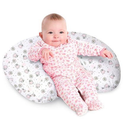 Picture of Nursing Pillow, Breast Feeding Pillows for Mom, Pink Calf Soft Cover with Breathable Filling, Feeding Support Pillow for 0-12 Months, Multifunctional Support Cushion for Travel (Cute Calf)