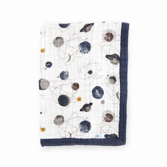 Picture of Little Unicorn Planetary Cotton Muslin Quilt Receiving Blanket | 100% Cotton | Super Soft | Babies and Toddlers | 30” x 40” | Machine Washable