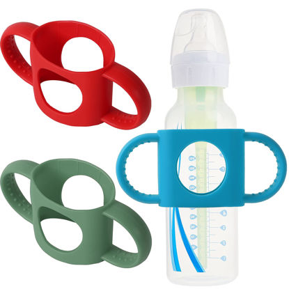 Picture of TonGass (3-Pack) TonGass Universal Fit Baby Bottle Holders with Easy Grip Handles for Babies to Hold Their Own Bottle - BPA-Free Soft Silicone