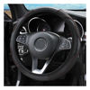 Picture of Car Steering Wheel Cover, Microfiber PU Leather Elastic Carbon Fiber Auto Steering Wheel Protector, 15 Inch Breathable Anti-Slip for Women Men, Car Interior Accessories for Most Cars (Black)